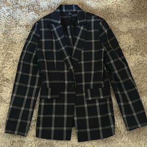 AQUA Navy Plaid Blazer